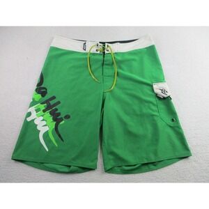 Da Hui‎ Shorts Mens 36 Green Board Shorts Swim Trunks Drawstring Pocket Surf